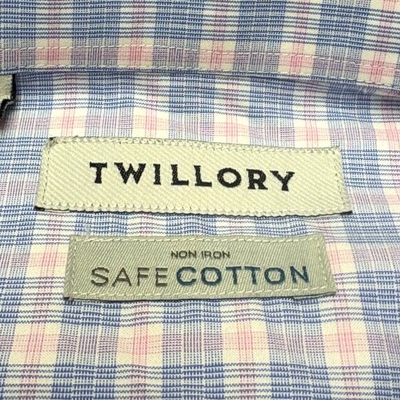 Twillory Non Iron Blue Plaid Safe Cotton Tailored Fit Dress Shirt - Picture 2 of 10